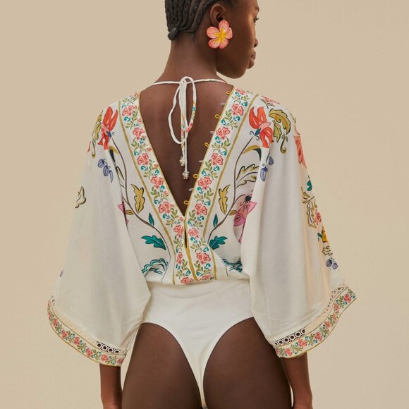 FARM Rio Off-White Insects Floral Bodysuit - Picture 2 of 11